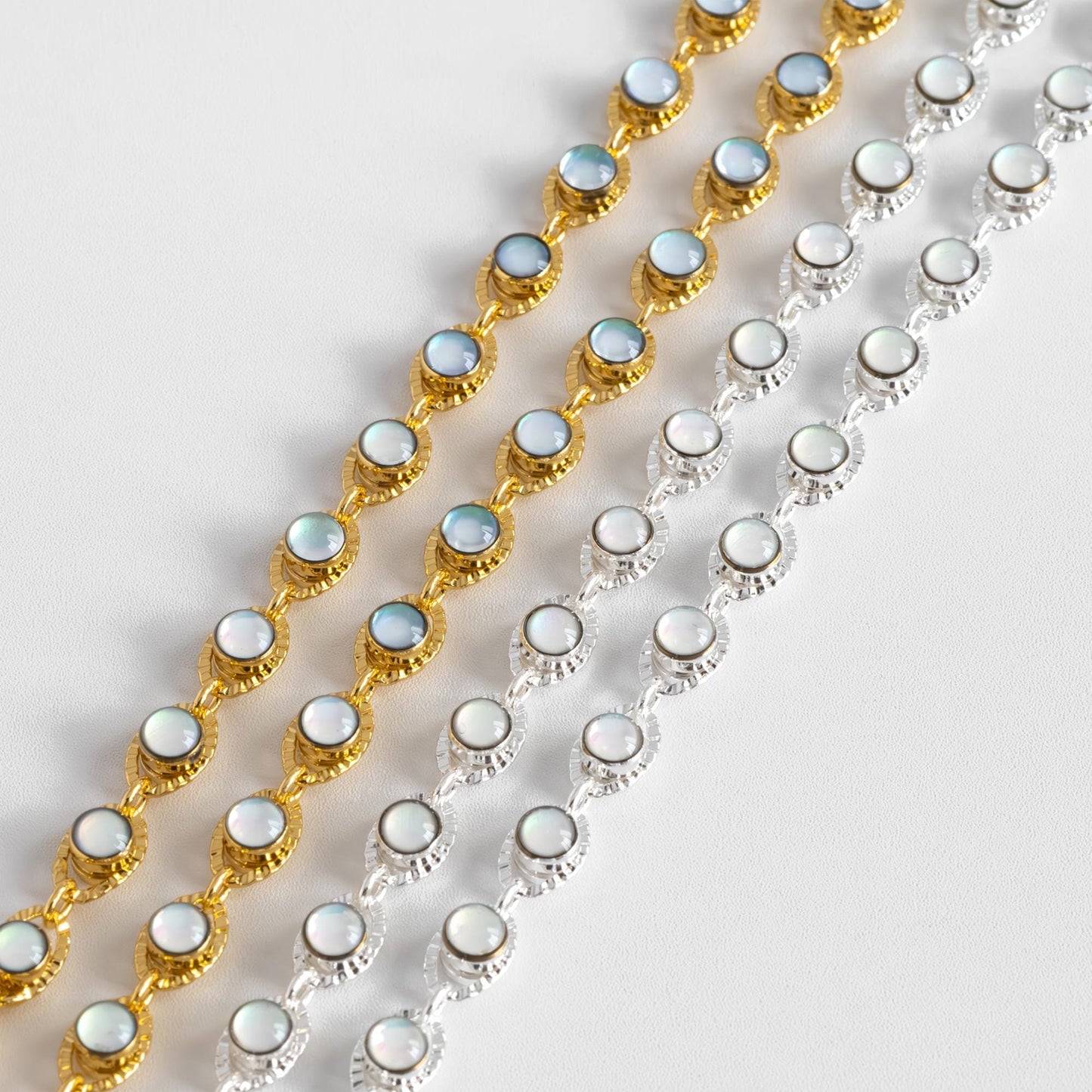 Gold/ Silver Tone Evil Eye Chain, Gold/ Silver plated Brass (#LK-607)/ 1 Meter=3.3 ft