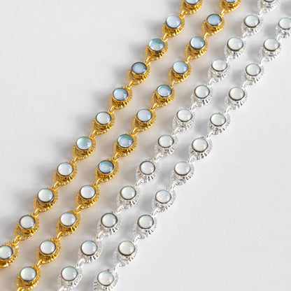 Gold/ Silver Tone Evil Eye Chain, Gold/ Silver plated Brass (#LK-607)/ 1 Meter=3.3 ft