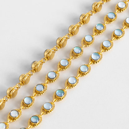 Gold/ Silver Tone Evil Eye Chain, Gold/ Silver plated Brass (#LK-607)/ 1 Meter=3.3 ft