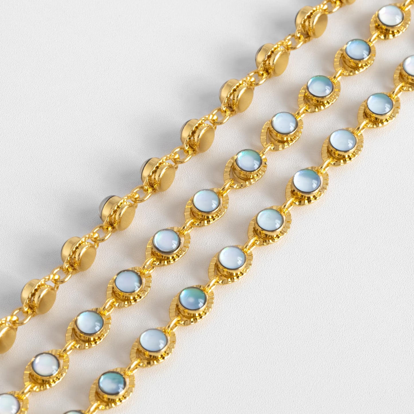 Gold/ Silver Tone Evil Eye Chain, Gold/ Silver plated Brass (#LK-607)/ 1 Meter=3.3 ft