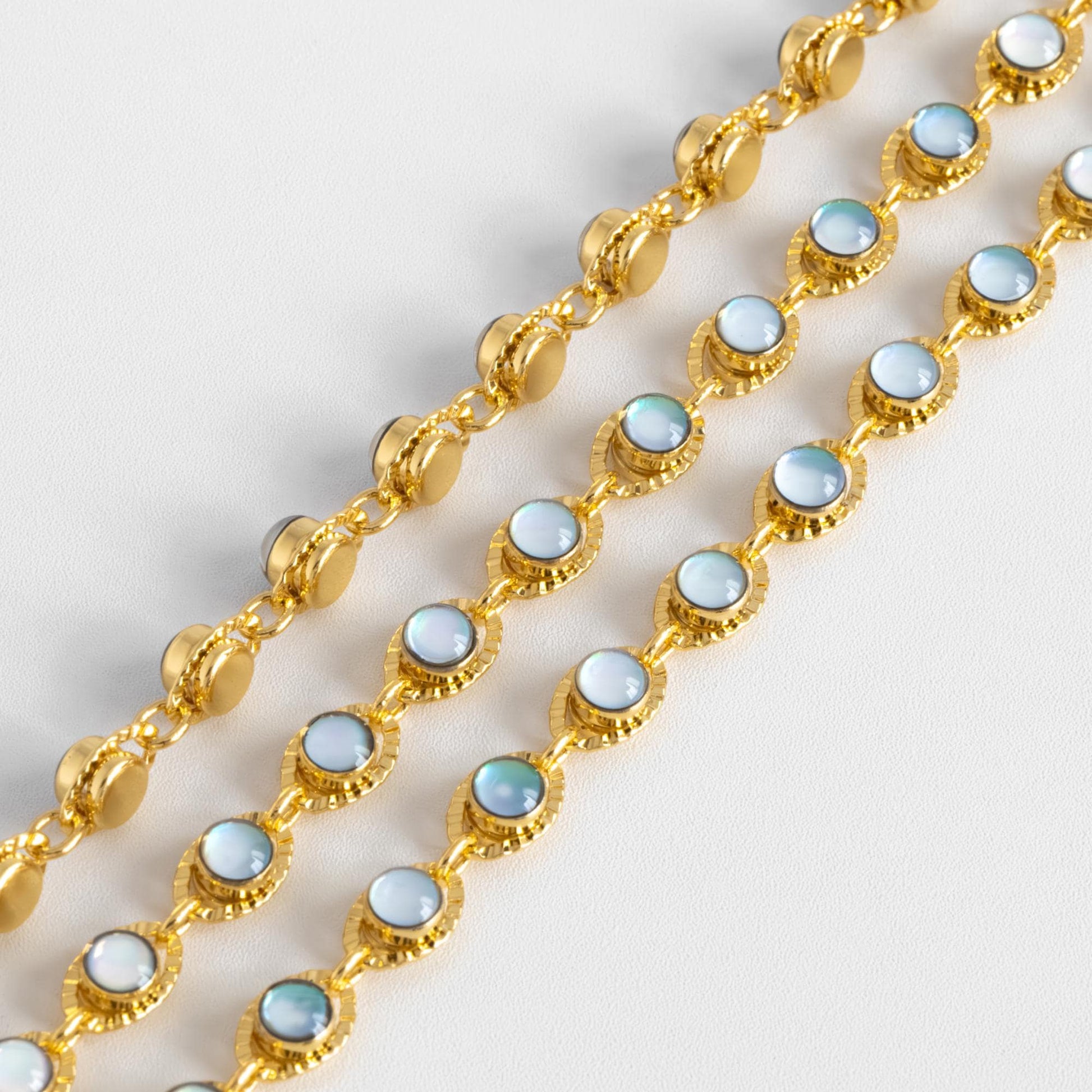 Gold/ Silver Tone Evil Eye Chain, Gold/ Silver plated Brass (#LK-607)/ 1 Meter=3.3 ft