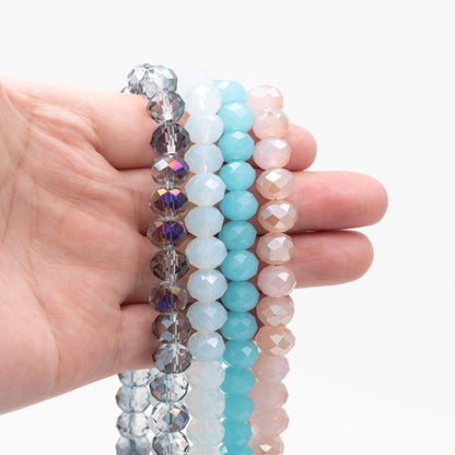 65 beads Rondelle Crystal Glass Faceted beads 8x10mm (BZ10)