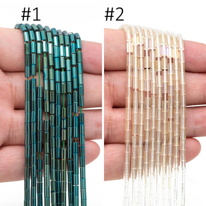 70pcs Sparkly Tube Glass beads 5x3mm, Crystal Stick beads, Multi Smooth Colors to Choose (TS-135)