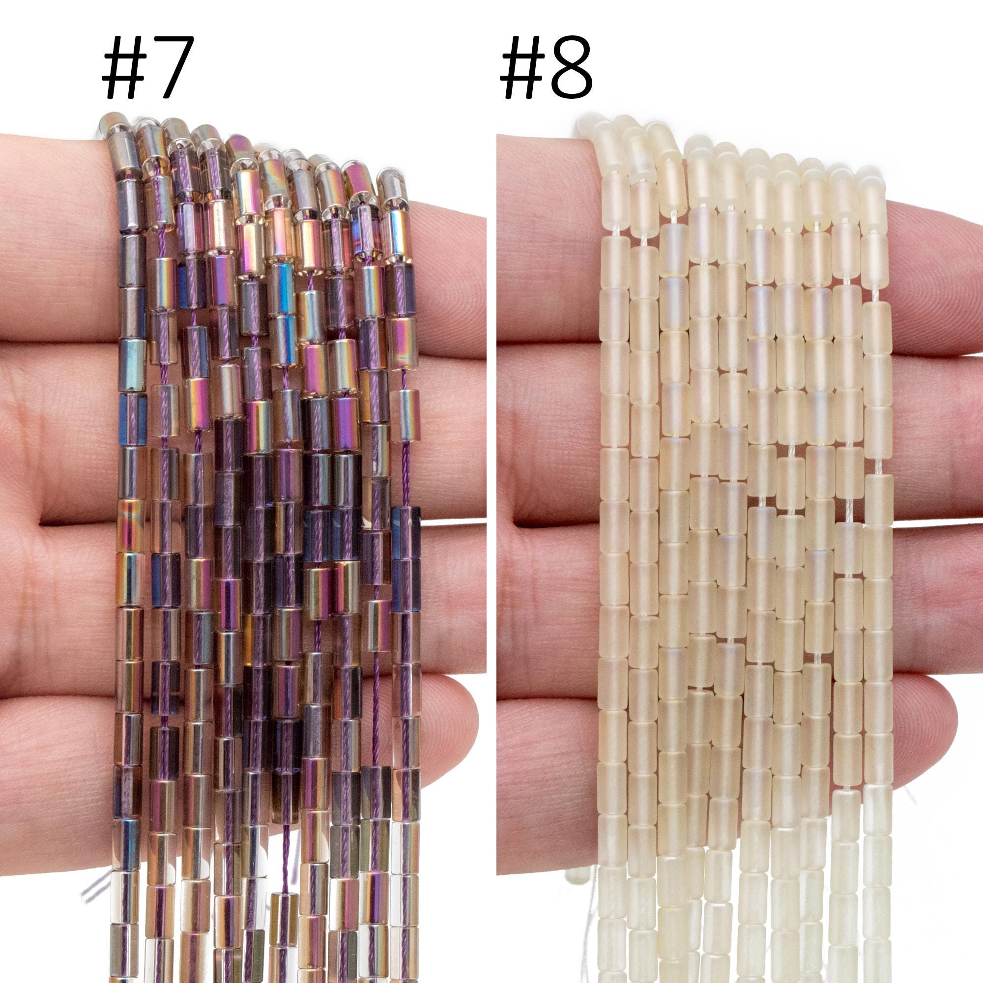 70pcs Sparkly Tube Glass beads 5x3mm, Crystal Stick beads, Multi Smooth Colors to Choose (TS-135)