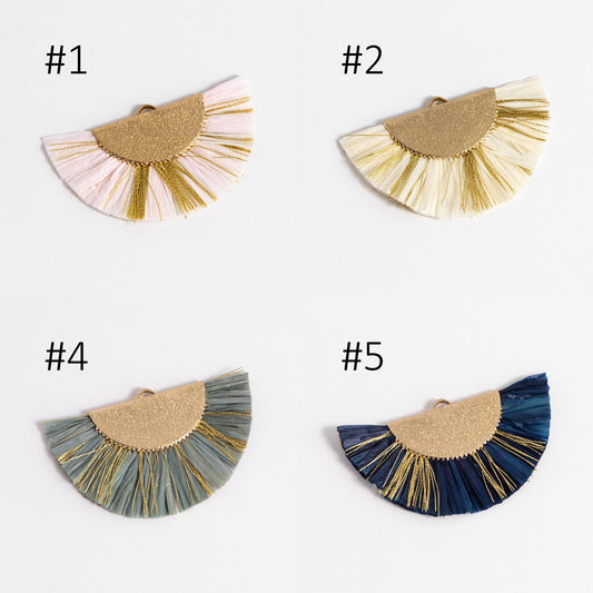 10pcs Fan Tassel Pendants 46x28mm, Raffia Tassel Charms for Earrings (FB-016)