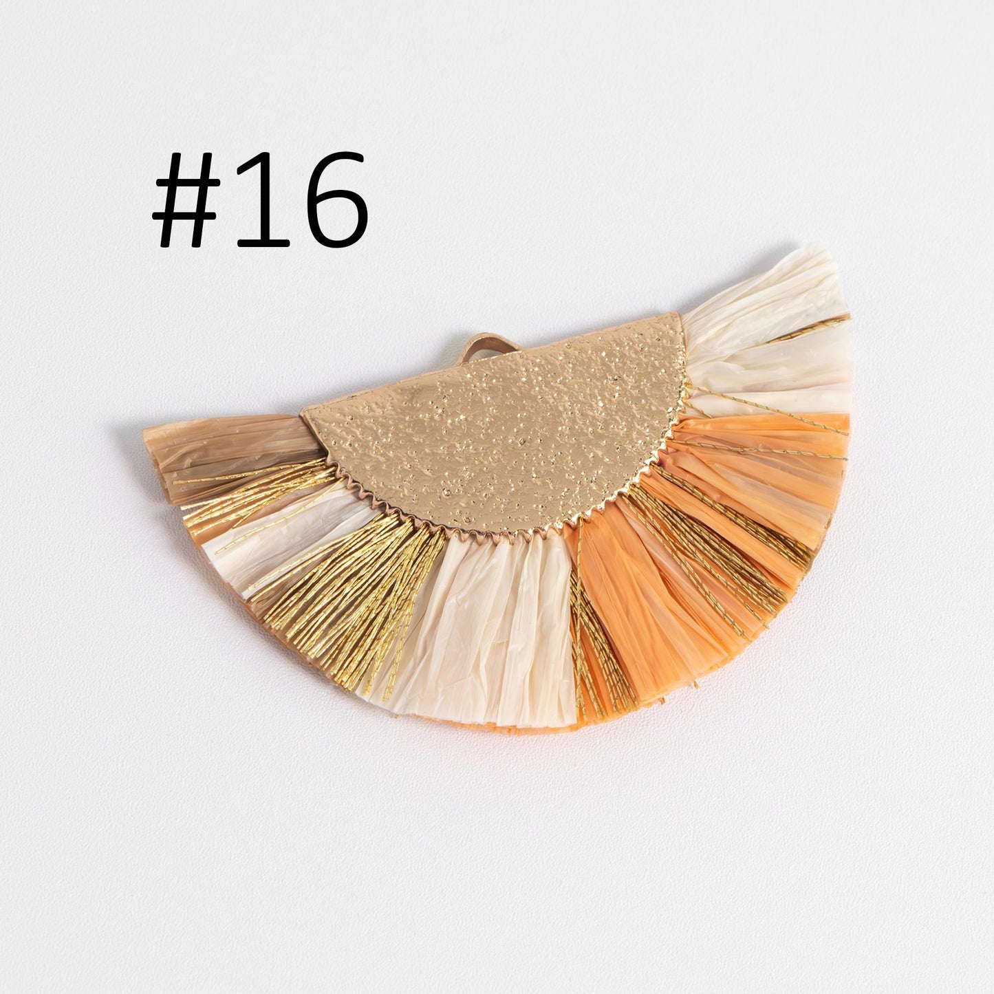 10pcs Fan Tassel Pendants 46x28mm, Raffia Tassel Charms for Earrings (FB-016)