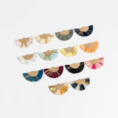 10pcs Fan Tassel Pendants 46x28mm, Raffia Tassel Charms for Earrings (FB-016)