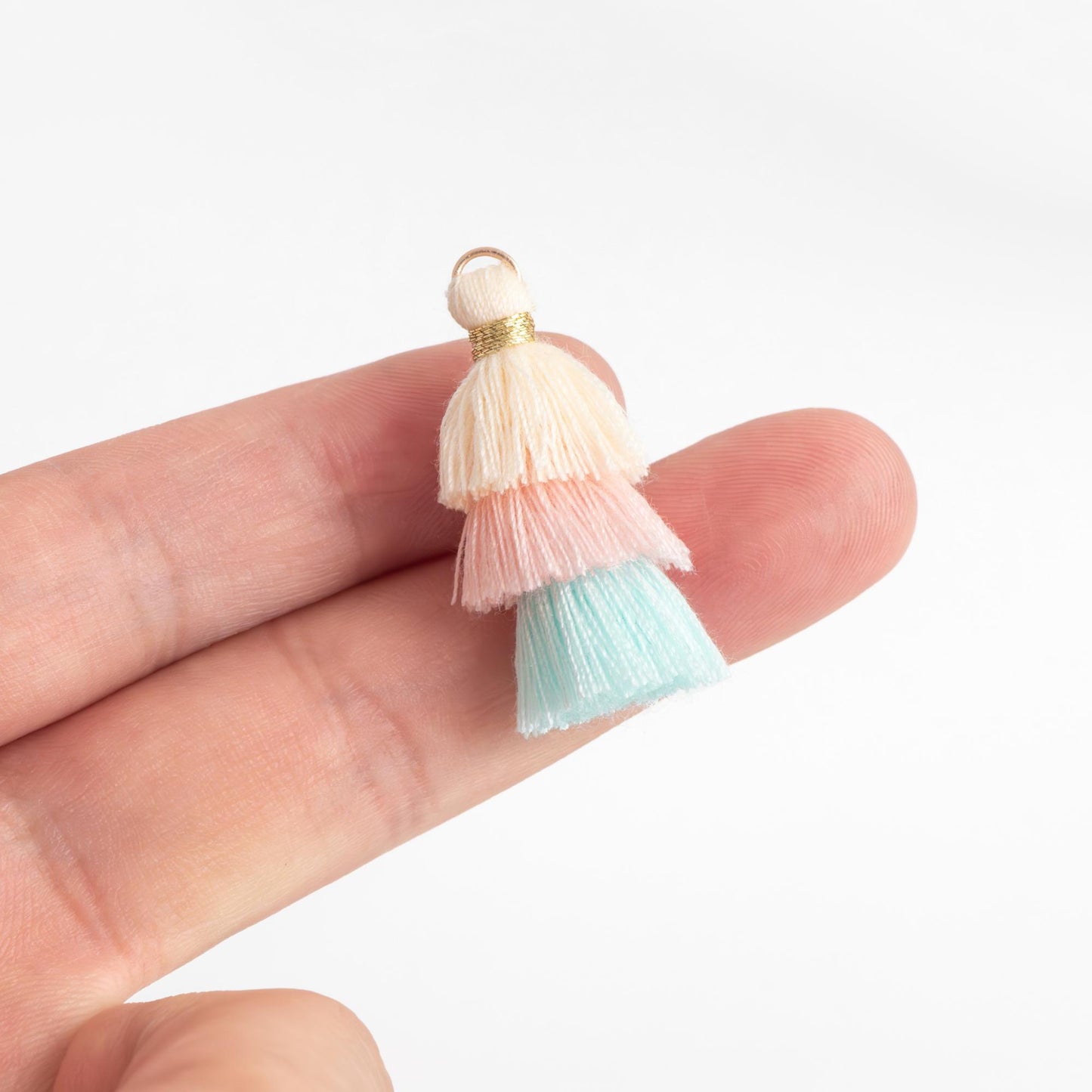 10pcs Tiered Cotton Tassels 31mm, 3 Layers Tassel Charms for Earrings, Keychain Jewelry Tassel Pendants (FB-019)