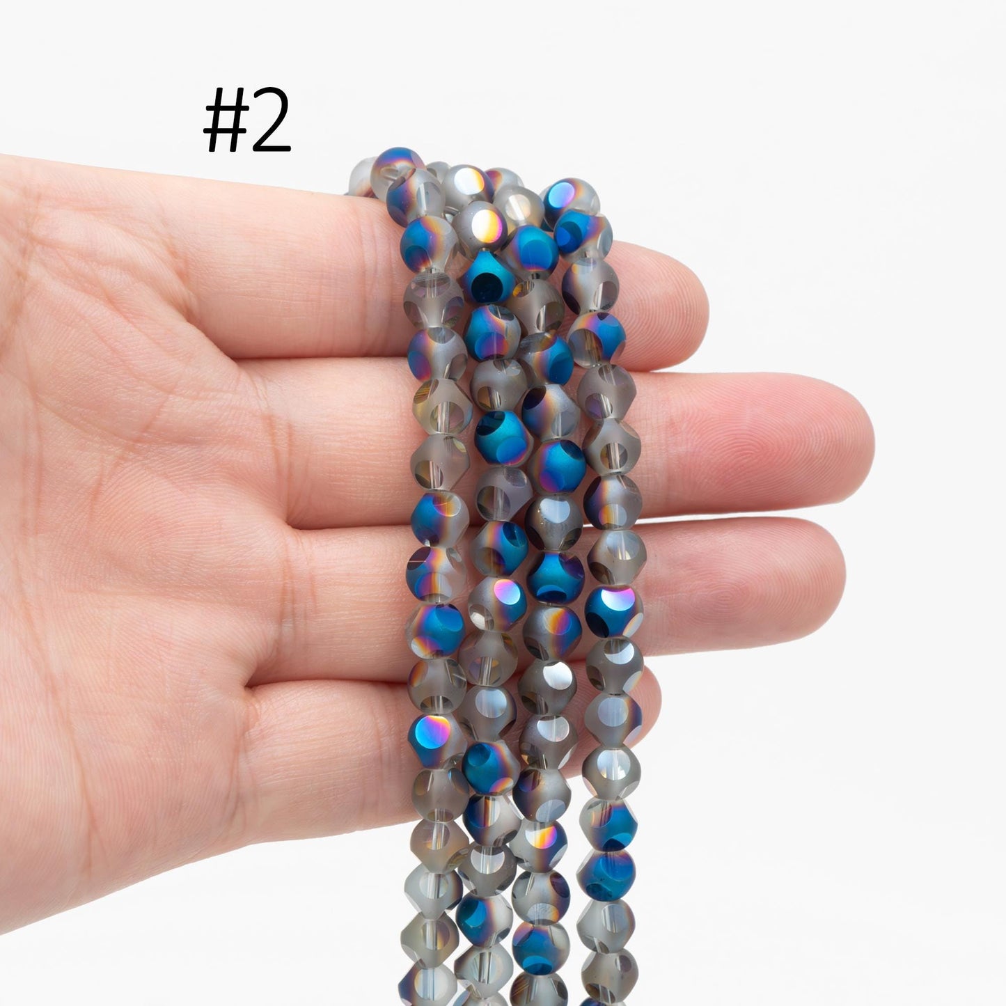 Frosted Faceted Round Glass beads 6mm, (GM-023)/ 100 beads