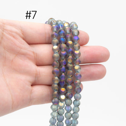 Frosted Faceted Round Glass beads 6mm, (GM-023)/ 100 beads