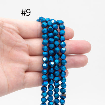 Frosted Faceted Round Glass beads 6mm, (GM-023)/ 100 beads