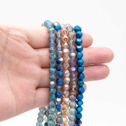 Frosted Faceted Round Glass beads 6mm, (GM-023)/ 100 beads