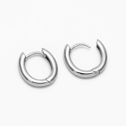10pcs Gold/ Silver tone Oval Huggie Earrings 14x13mm, Gold/ Rhodium plated on Brass, Earring Hoop Components (GB-4669)
