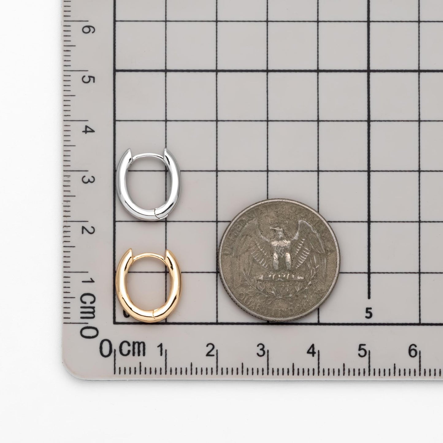 10pcs Gold/ Silver tone Oval Huggie Earrings 14x13mm, Gold/ Rhodium plated on Brass, Earring Hoop Components (GB-4669)