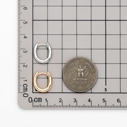 10pcs Gold/ Silver tone Oval Huggie Earrings 14x13mm, Gold/ Rhodium plated on Brass, Earring Hoop Components (GB-4669)