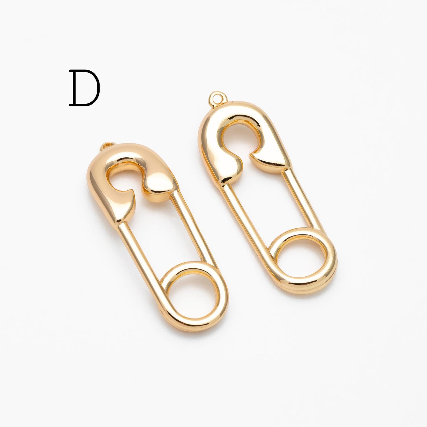 4pcs CZ Pave Safety Pin Charm Connectors , Gold Plated Brass Safety Pin Charm Pendants (GB-1827)