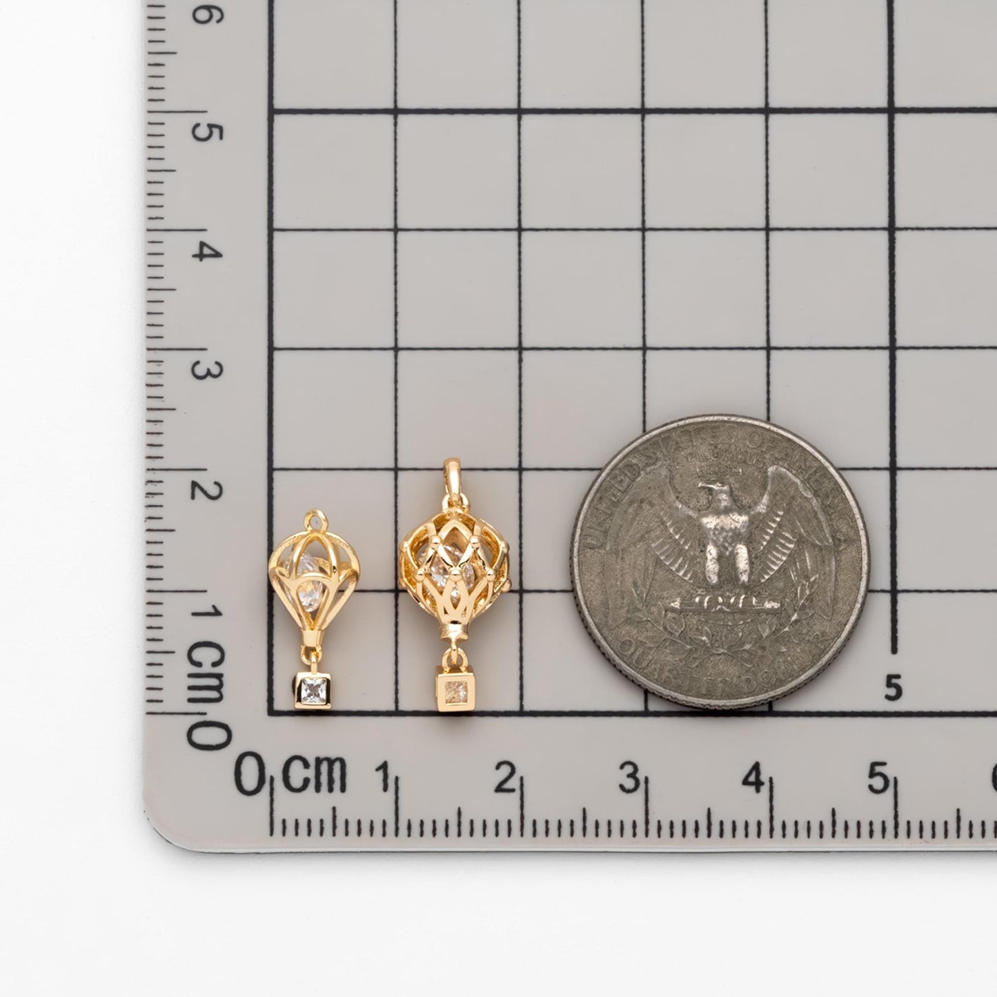 4pcs Gold Hot Air Balloon Charms with Cubic Zirconia, Jewelry Making, Diy Material, Jewelry Supplies (GB-3105)