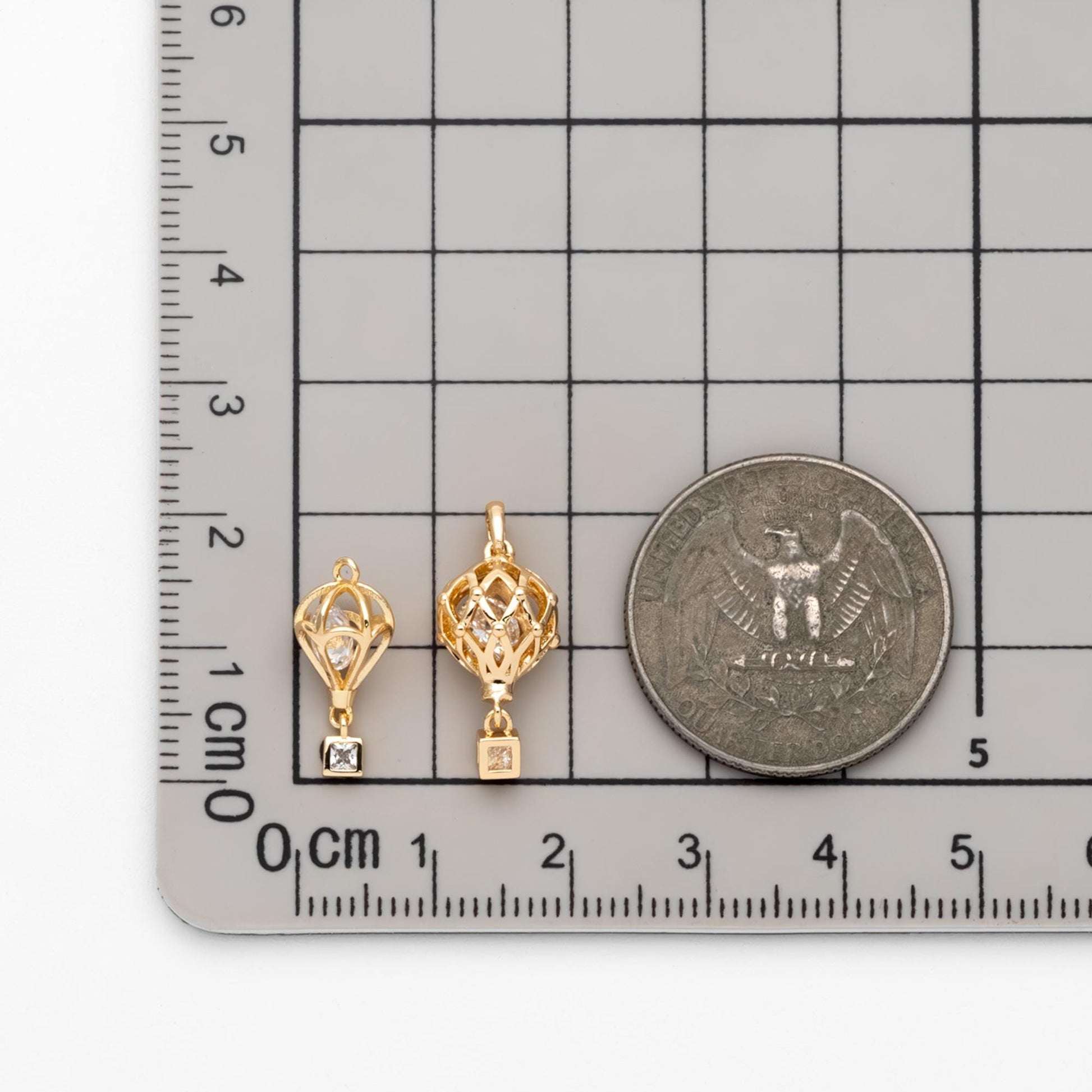 4pcs Gold Hot Air Balloon Charms with Cubic Zirconia, Jewelry Making, Diy Material, Jewelry Supplies (GB-3105)