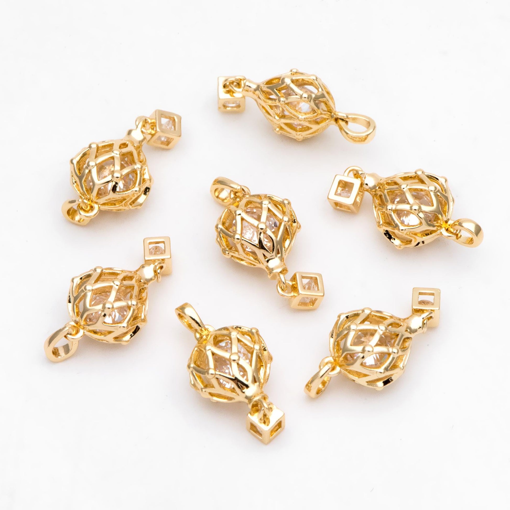 4pcs Gold Hot Air Balloon Charms with Cubic Zirconia, Jewelry Making, Diy Material, Jewelry Supplies (GB-3105)