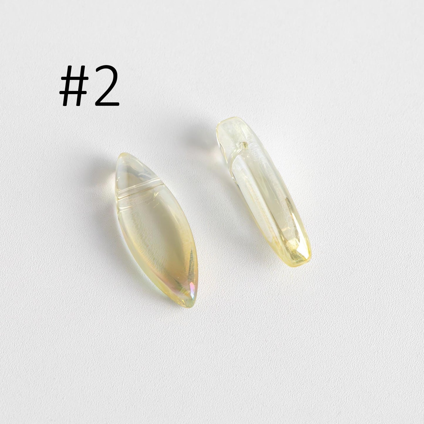 Faceted Glass Unique Beads, Marquise Crystal beads 22mm, Sparkly Champagne/ Sparkly Yellow (GM-036)/ 30 beads