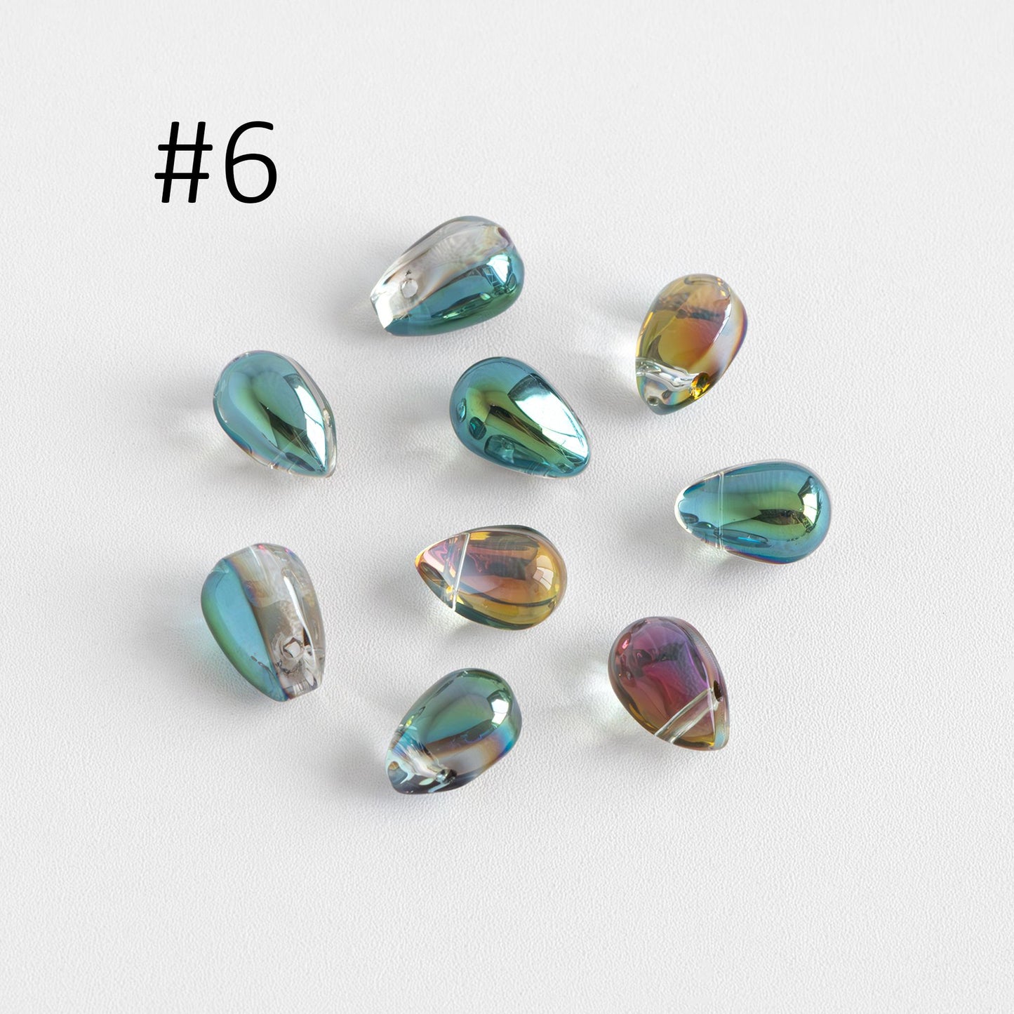 Glass Teardrop beads 9x6mm, Tear Drop Crystal Pear Beads, (GM-032)/ 50 beads