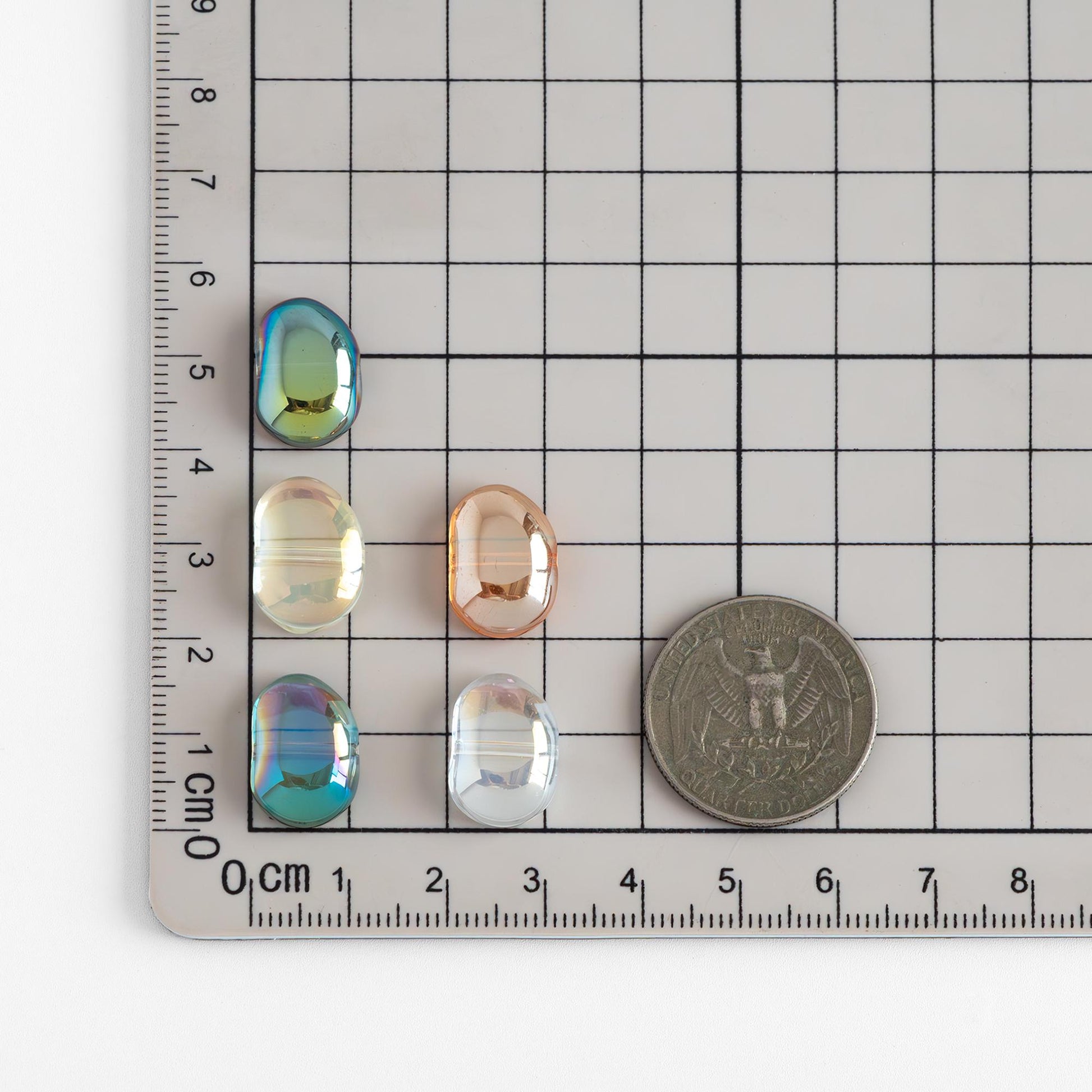 30pcs Crystal Glass Smooth Bean Beads 16mm, Sparkly Multi Colors (GM-028)