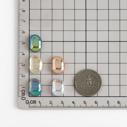 30pcs Crystal Glass Smooth Bean Beads 16mm, Sparkly Multi Colors (GM-028)