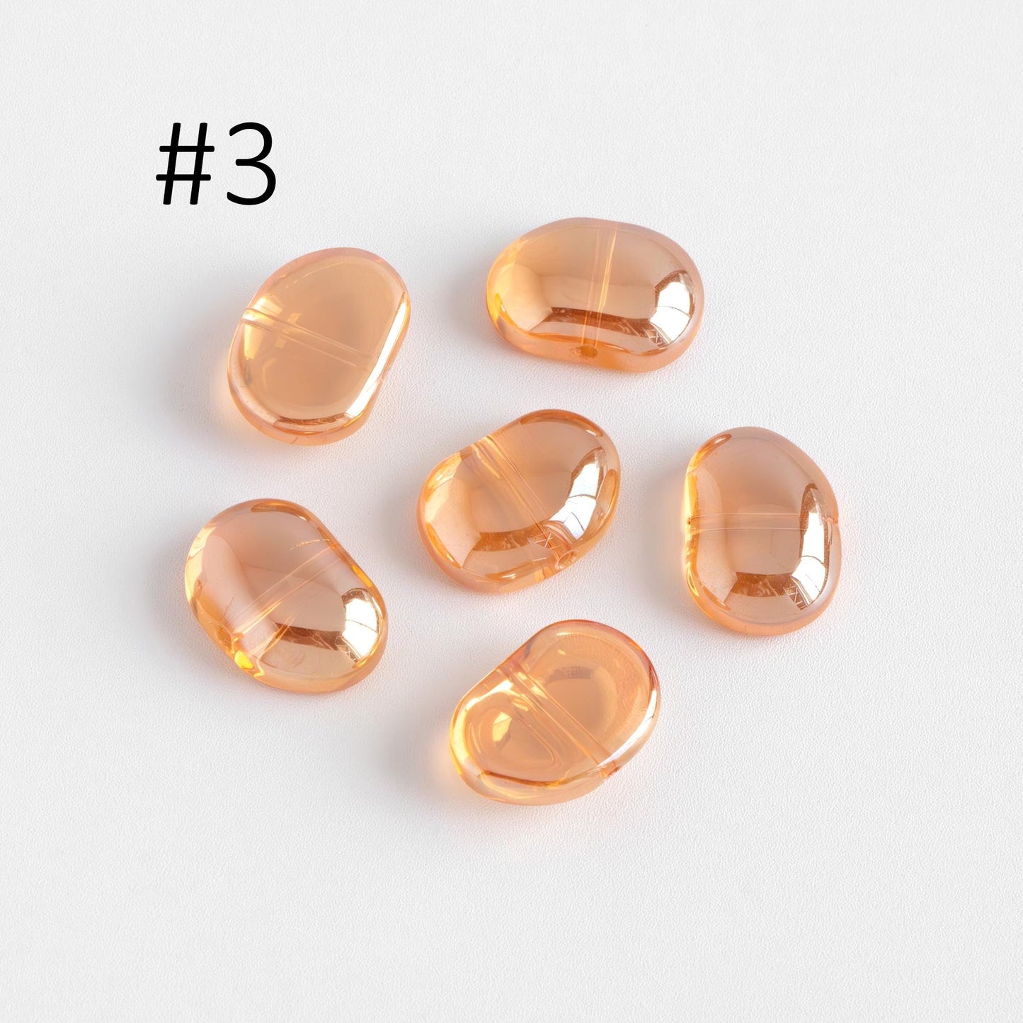 30pcs Crystal Glass Smooth Bean Beads 16mm, Sparkly Multi Colors (GM-028)