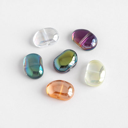 30pcs Crystal Glass Smooth Bean Beads 16mm, Sparkly Multi Colors (GM-028)