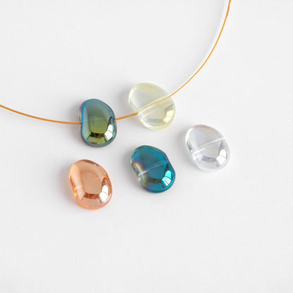 30pcs Crystal Glass Smooth Bean Beads 16mm, Sparkly Multi Colors (GM-028)