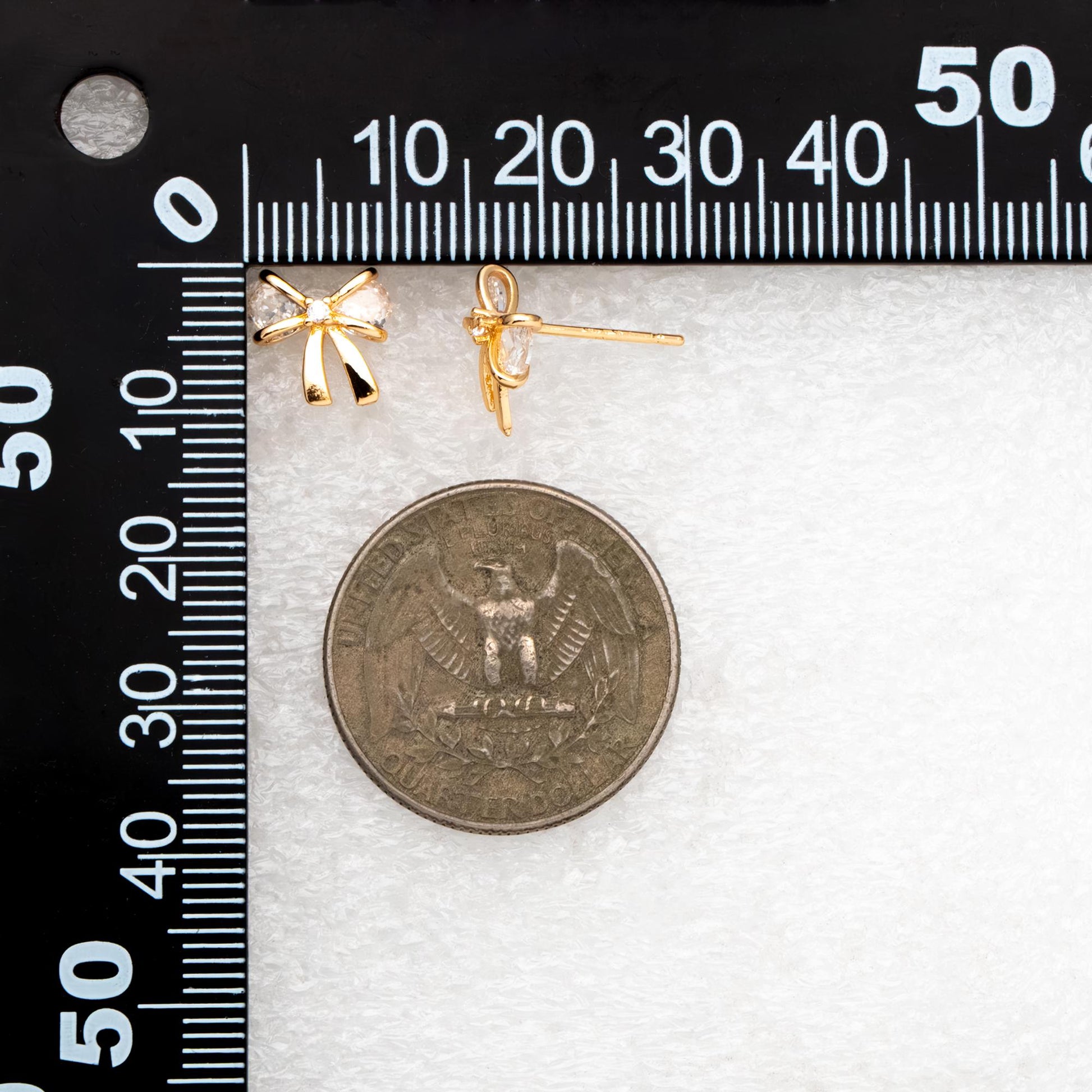 10pcs CZ Pave Gold/ Silver Bowknot Earrings, 18K Real Gold/ Rhodium plated Brass, Bow Knot Stud Earring (GB-139-F)