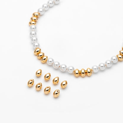 10pcs Gold/ Silver Oval Spacer Beads, Rice Shape Beads, Spacer Beads, Bulk Beads, Jewelry Making Supplies Wholesale (GB-4667)