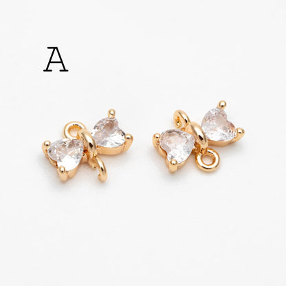 10pcs CZ pave Gold Bow Knot/ Rectangle/ Marquise Connector , Gold Plated Geometric Connector Charms (GB-2947)