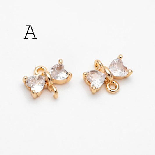 10pcs CZ pave Gold Bow Knot/ Rectangle/ Marquise Connector , Gold Plated Geometric Connector Charms (GB-2947)
