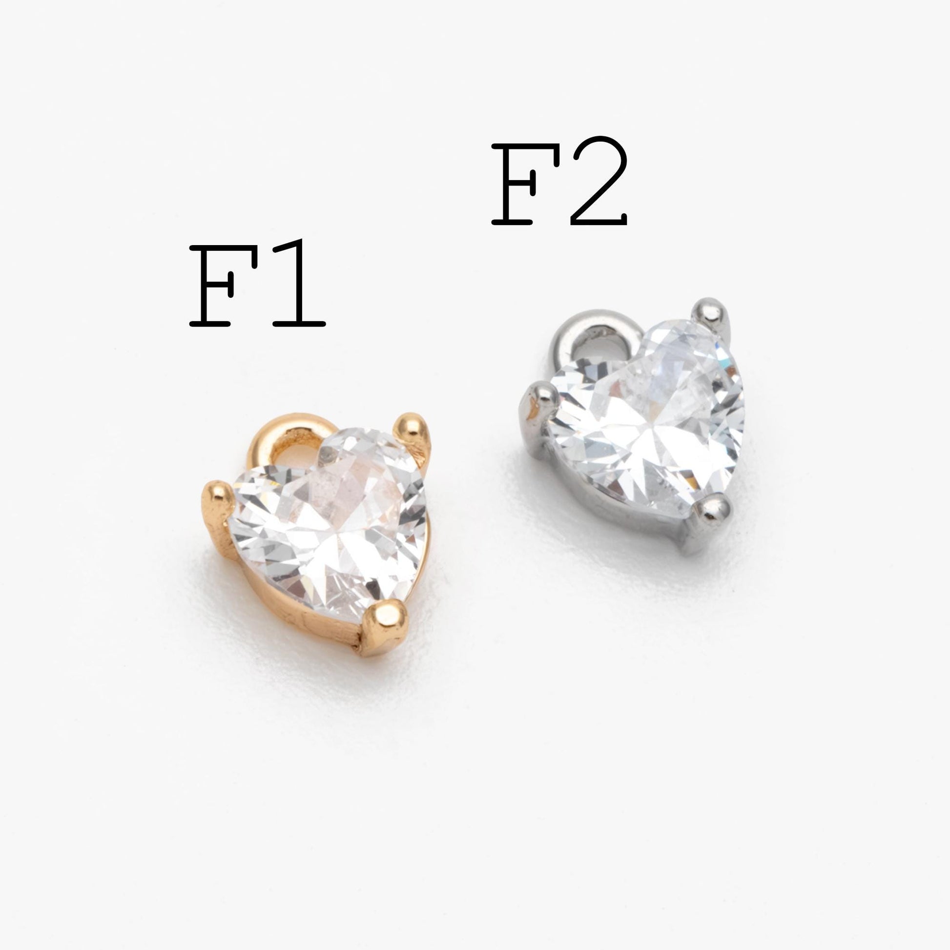 10pcs Gold/ Silver Tone Tiny Cubic Zirconia Charms, Gold/ Rhodium plated Brass, Jewelry Making, Diy Material, Jewelry Supplies (GB-4582)
