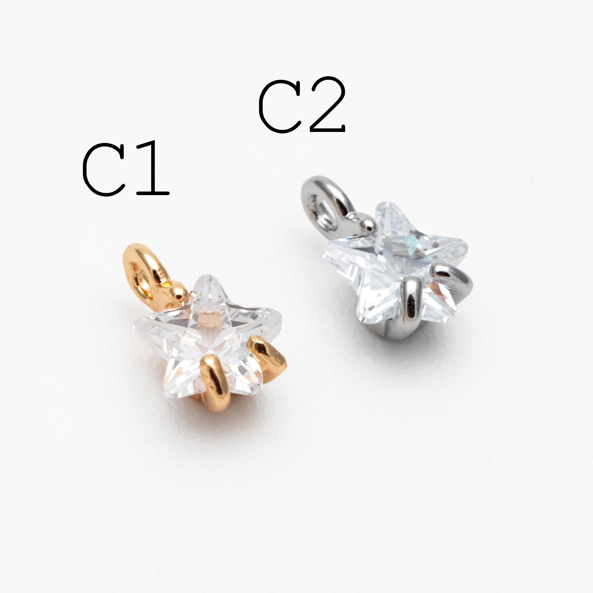 10pcs Gold/ Silver Tone Tiny Cubic Zirconia Charms, Gold/ Rhodium plated Brass, Jewelry Making, Diy Material, Jewelry Supplies (GB-4582)