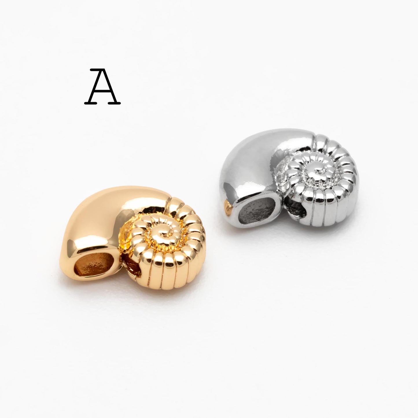 10pcs Gold/ Silver Tone Ocean Beads, 18K Gold/ Rhodium plated Brass, Beach Spacer Beads (GB-4470)