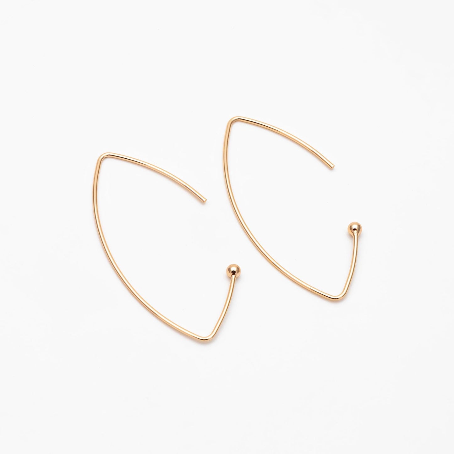 10pcs Gold plated Brass Ear Hooks 42x20mm, Simple Earwires Earring Components (GB-947-D)