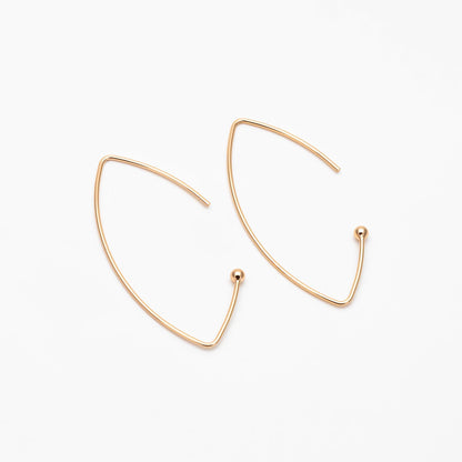 10pcs Gold plated Brass Ear Hooks 42x20mm, Simple Earwires Earring Components (GB-947-D)