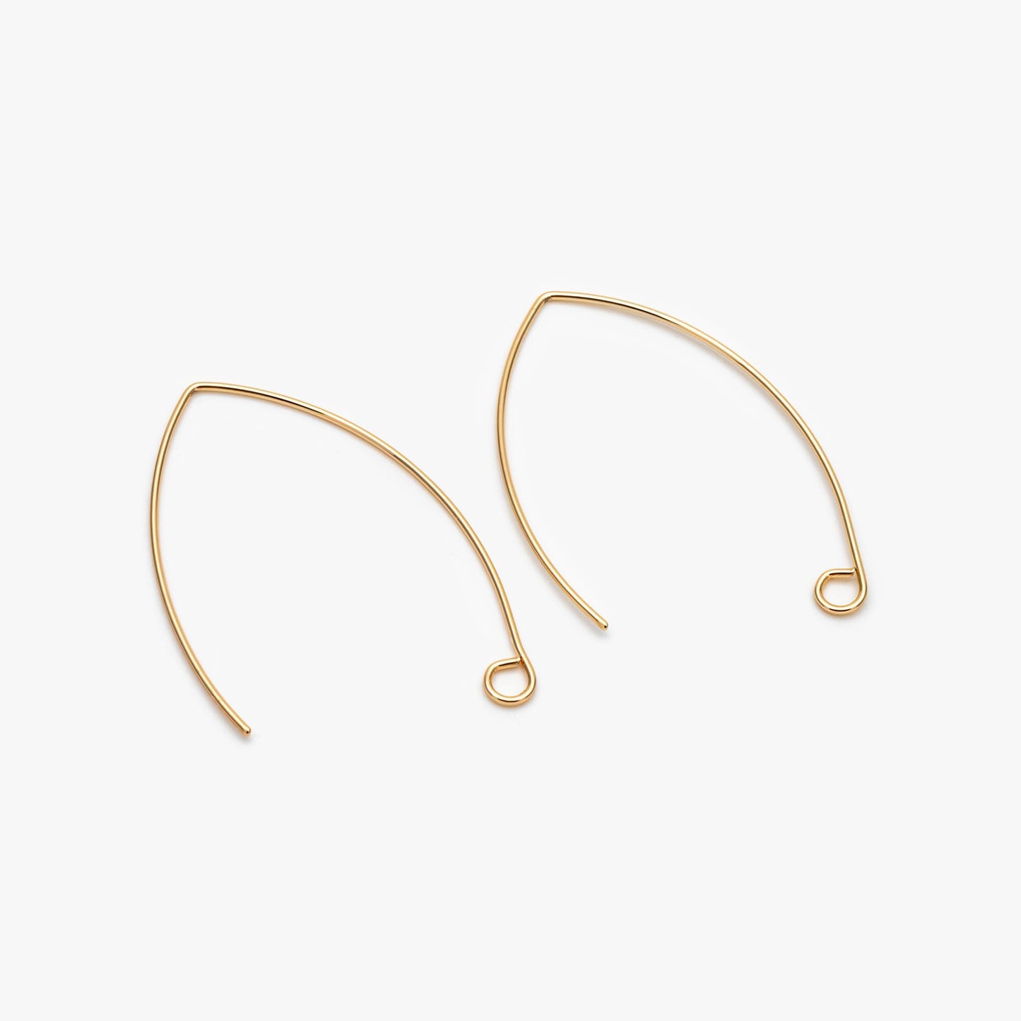 10pcs Gold plated Brass Ear Hooks 39mm, Simple Big Earwires Earring Components (GB-947-C)
