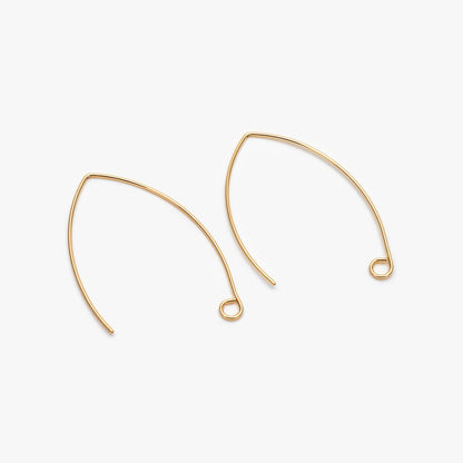 10pcs Gold plated Brass Ear Hooks 39mm, Simple Big Earwires Earring Components (GB-947-C)