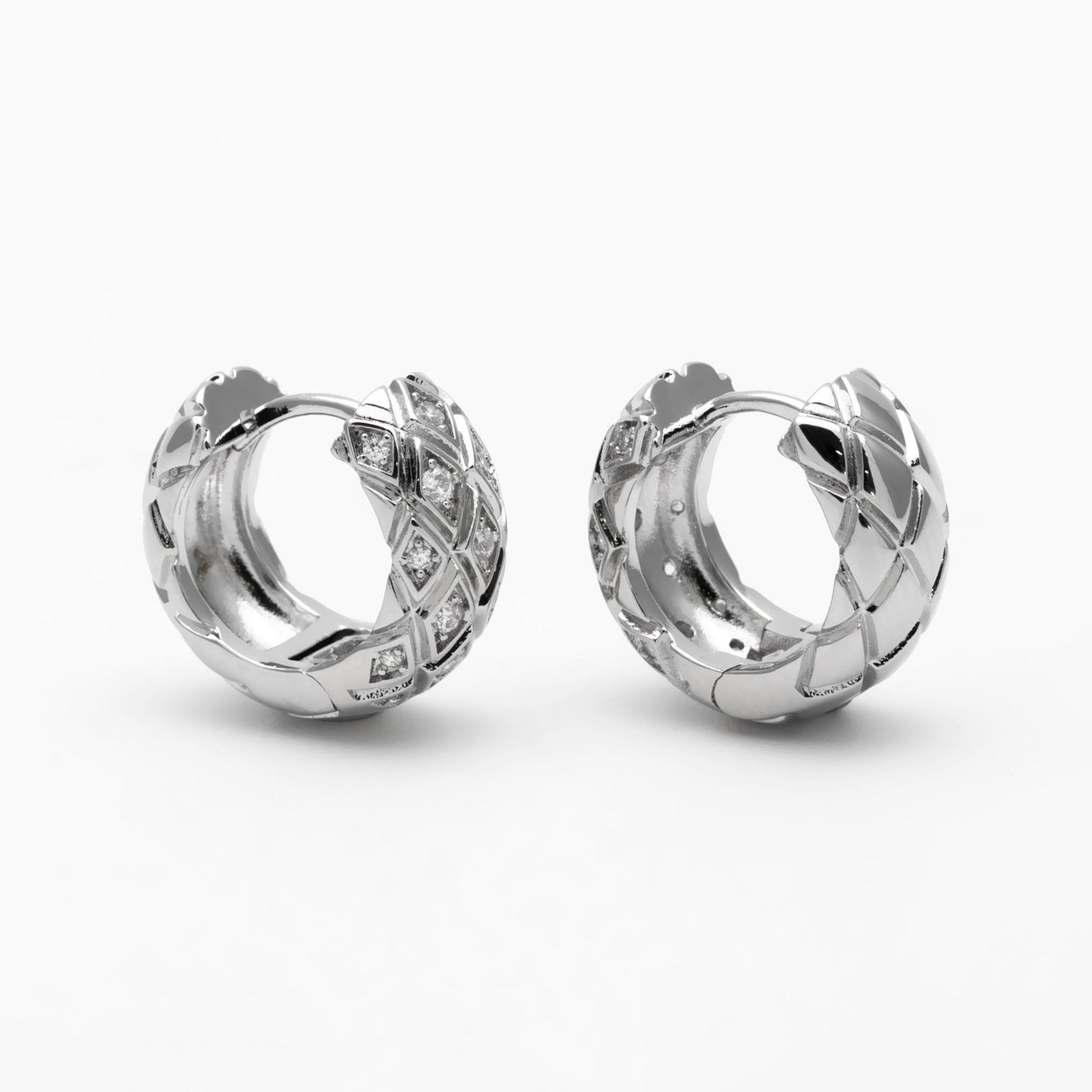 4pcs CZ Pave Gold/ Silver Tone Textured Hoop Earrings, Huggie Earrings, Minimalist Earring, Small Gold Hoops Earring (GB-4673)