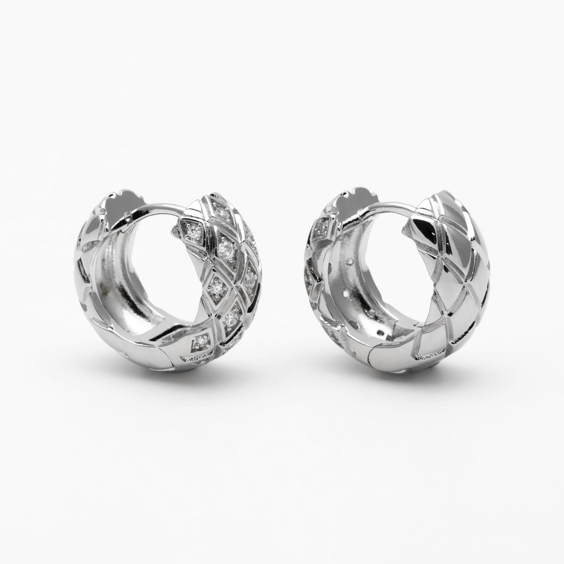 4pcs CZ Pave Gold/ Silver Tone Textured Hoop Earrings, Huggie Earrings, Minimalist Earring, Small Gold Hoops Earring (GB-4673)