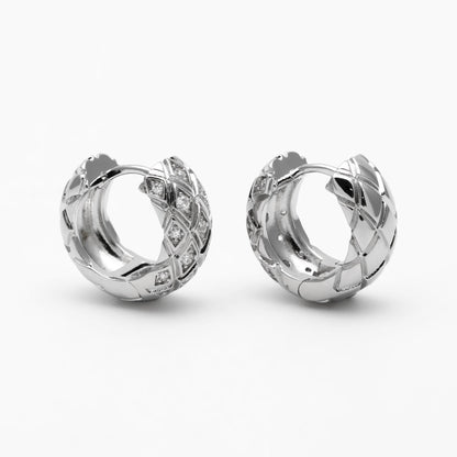 4pcs CZ Pave Gold/ Silver Tone Textured Hoop Earrings, Huggie Earrings, Minimalist Earring, Small Gold Hoops Earring (GB-4673)