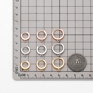 10pcs Round Hoop Earrings 12/ 14 /16mm, Gold/ Silver/ Rose Gold, Huggie Earring Findings, Leverback Earwire Hooks Wholesale (GB-989)