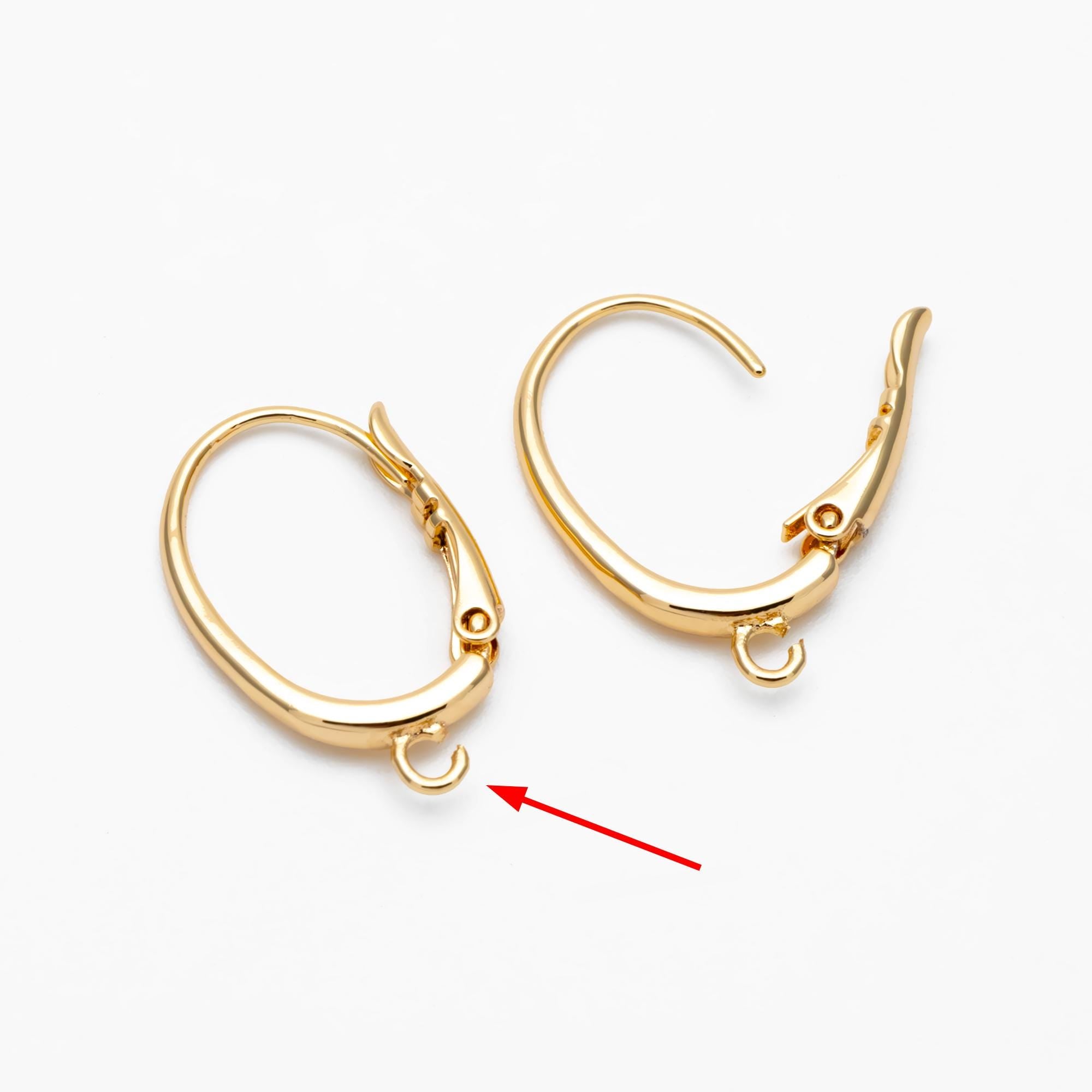 10pcs Gold/ Silver tone Oval Leverback Ear Hooks, Gold/ Rhodium plated on Brass, Earring Hoop Components (GB-1457)