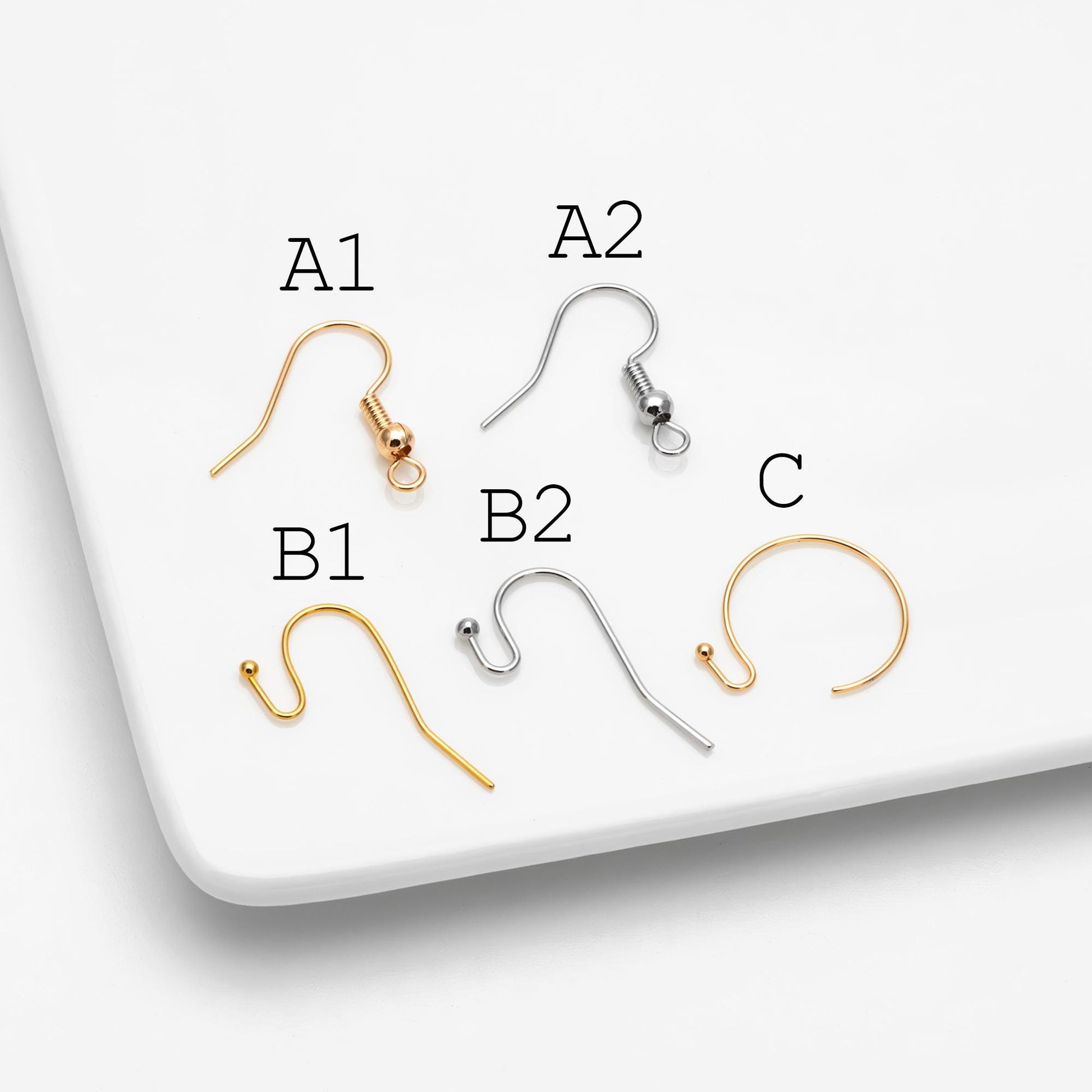 20pcs Gold/ Silver Earring Hooks, Real Gold/ Rhodium Plated Brass, Simple Earwires (GB-025)