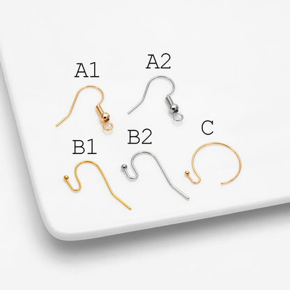 20pcs Gold/ Silver Earring Hooks, Real Gold/ Rhodium Plated Brass, Simple Earwires (GB-025)