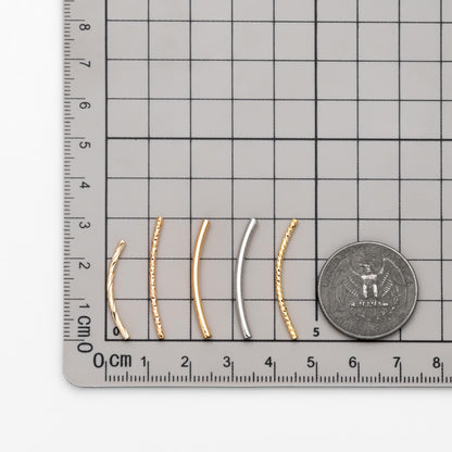 20pcs Gold/ Silver Tone Curved Tube Beads, Metal Bar Spacer Beads (GB-046)