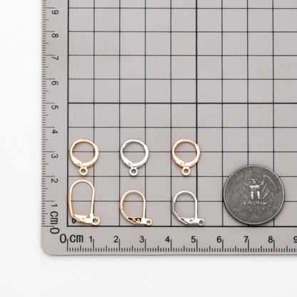 20pcs Minimalist Leverback Ear Hooks, Gold/ Rhodium(silver)/ Rose Gold, Hoop Earring Components, Huggie Ear Wires (GB-475)